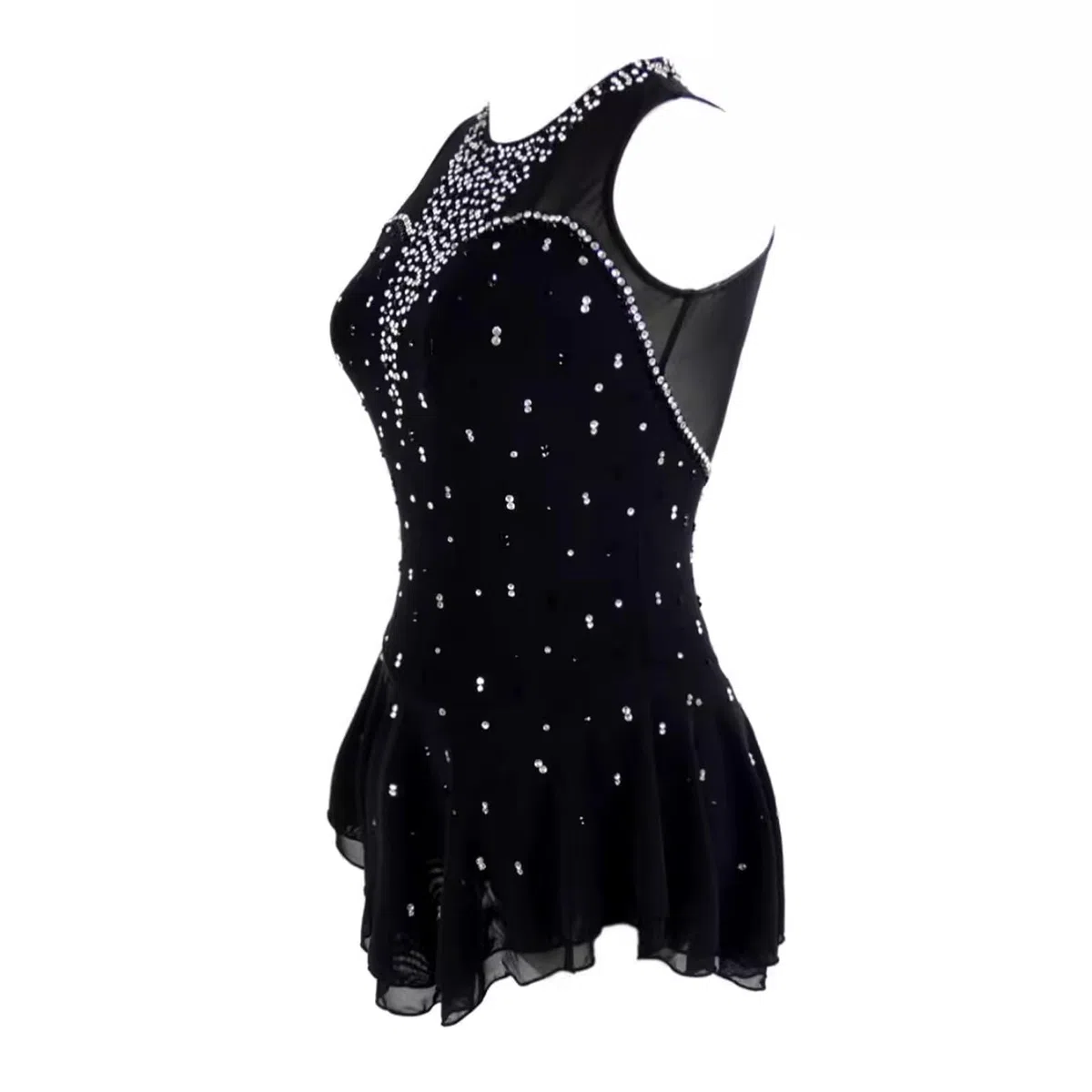 Mädchen Eiskunstlauf Kleid Glitzer Ballettanzug Body Mit Strass Wettbewerb Tanzkleid Gymnastik Dancewear