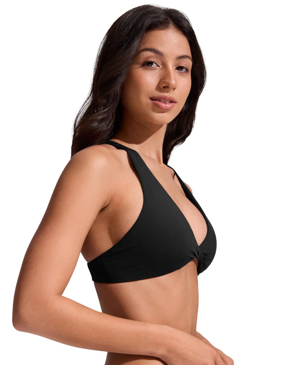 CRZ YOGA Damen Bikini Oberteil Top Bademode Swimsuit Push Up Padded Swim Ruched Wickeloptik Bathing Suits Bikinioberteil
