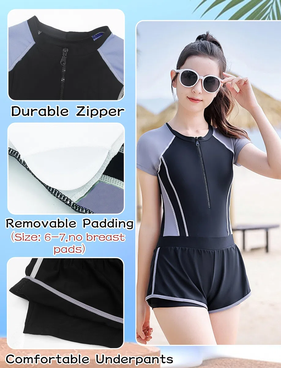 FEOYA Badeanzug Mädchen Badebekleidung Bademode Schnell Trocknen Schwimmanzug Stretch Swimsuit Sonnenschutz Badeanzüge Schwimmkleidung Sport Badebekleidung 140 150 160 170