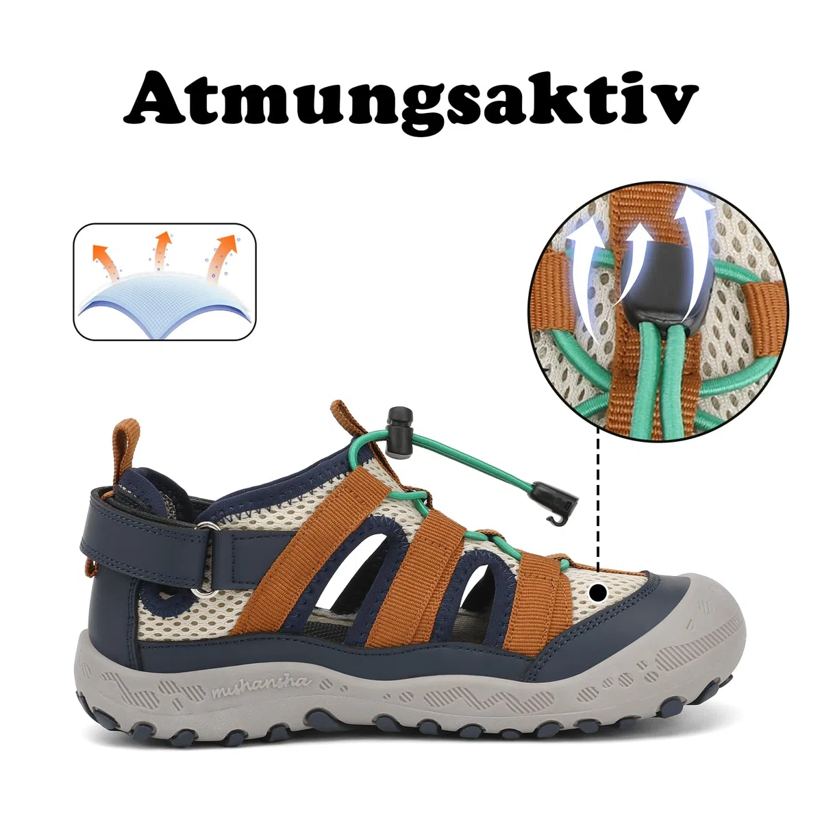 Mishansha Jungen Sandalen Geschlossene Outdoorschuhe Gr.24-38 | Kinder Wandersandalen, Trekking, Sommer, Atmungsaktiv, Rutschfest