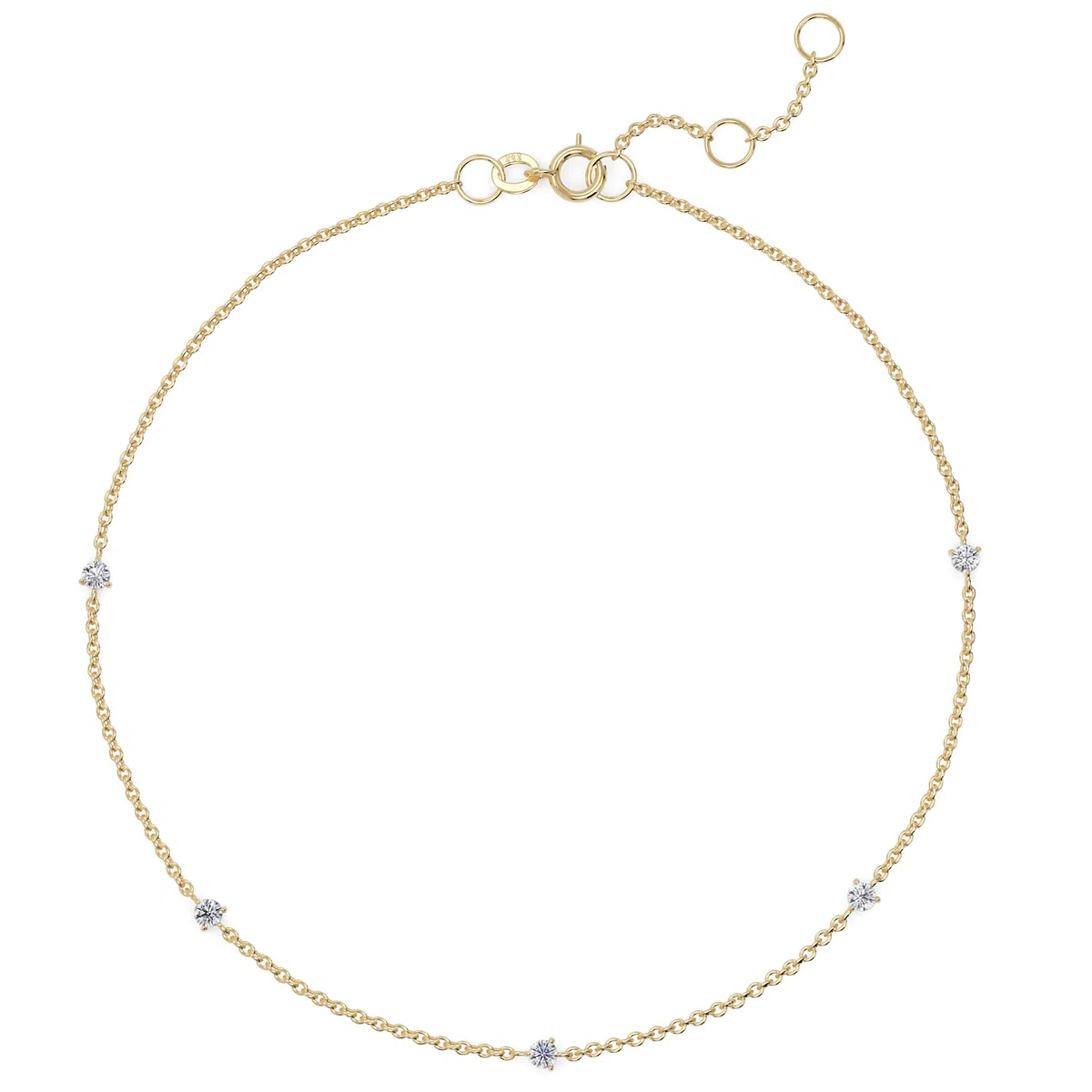 585 Echtgold 14K Massivgold Zartes Diamant-Station Armband – Filigran, Minimalistisches Design – Mit VS2+ Klarheit Diamanten – Handgefertigtes Geschenk für Frauen