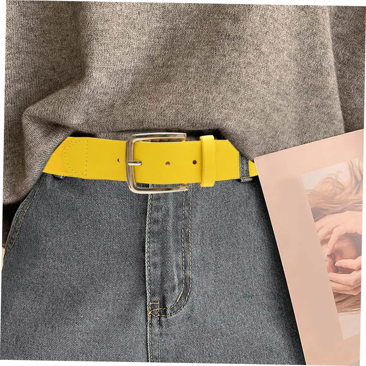 Baseballgürtel Gelb aus Kunstleder Elastischer und Robuster Gürtel Gelb mit Rostfreiem Metallring für Herren und Damen bei Baseball und Softball Zufällige Farbe