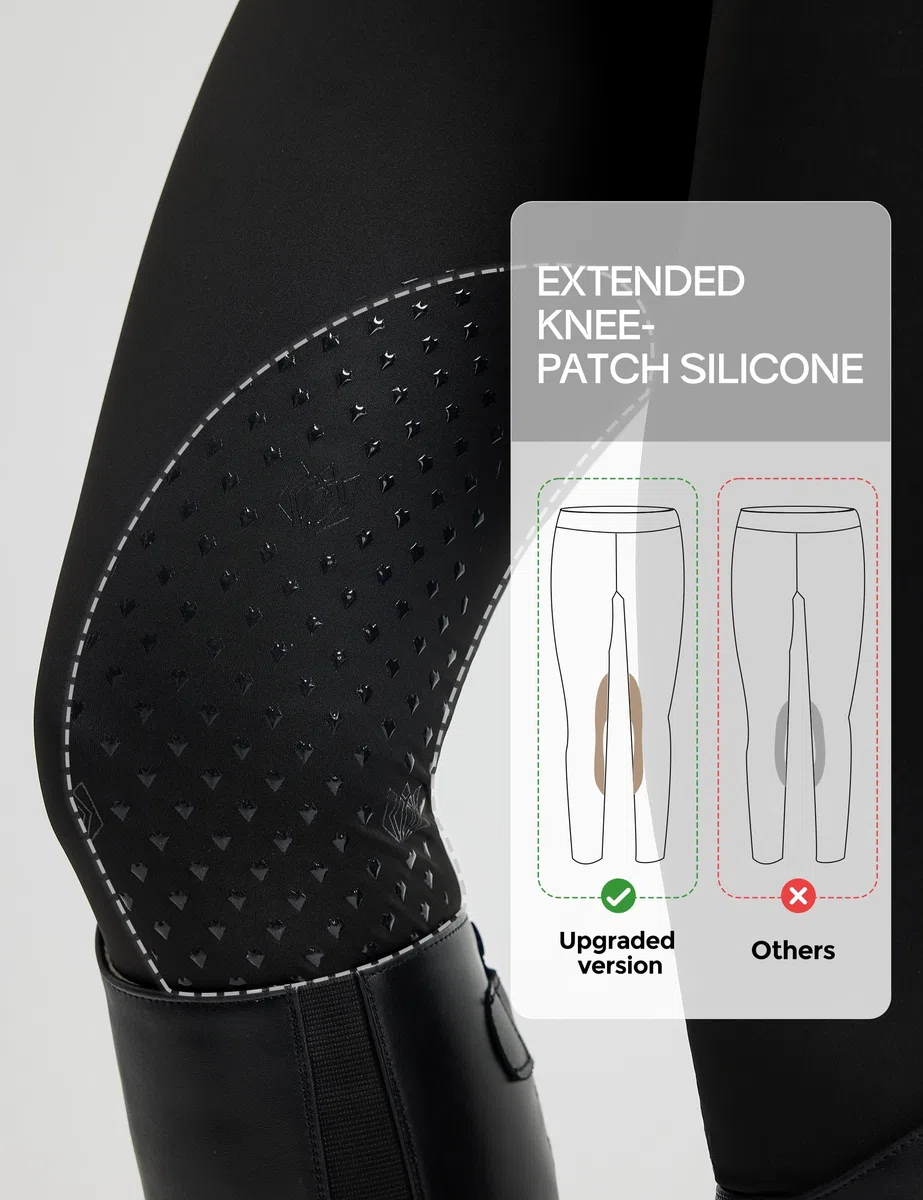 FitsT4 Sports Reitset für Damen Reithose und Reitsport Oberteil Stretch Reitleggings Reitbekleidung Sommer mit Knie-Patch Silikon und Taschen