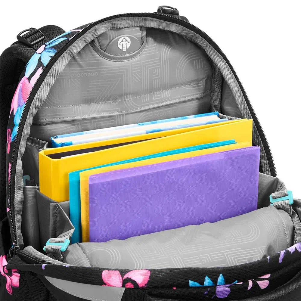 coocazoo MATE Schulranzen-Set 3tlg für Mädchen und Jungen ab der 4. Klasse mit Rucksack. Schlamperetui und Sportbeutel (Floral Artnight V2)