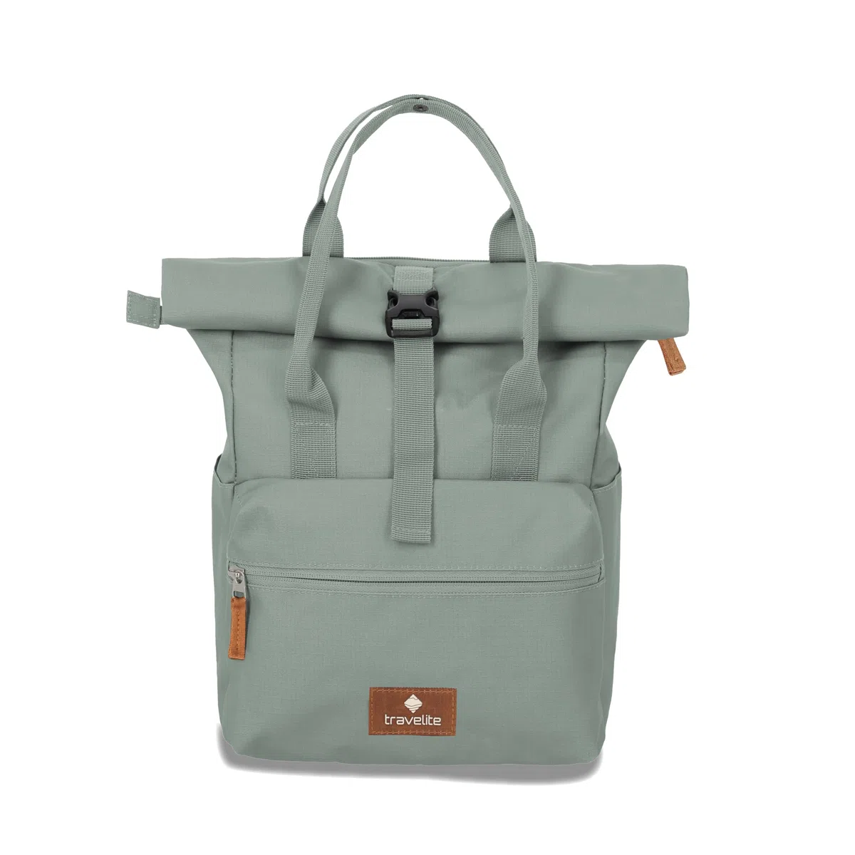 Travelite Handgepäck Rucksack, Laptop Rucksack 14 Zoll, Basics Short Handle Rollup, Reiserucksack Rolltop Funktion