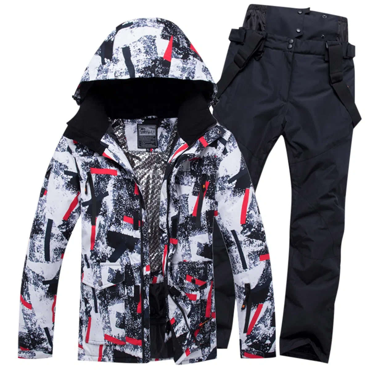 Skianzüge Für Herren 2-teiliger Snowboard Sets Wasserdicht Winddicht Winter Warme Ski Jacke und Hosen Set Zum Skifahren Snowboarden Klettern