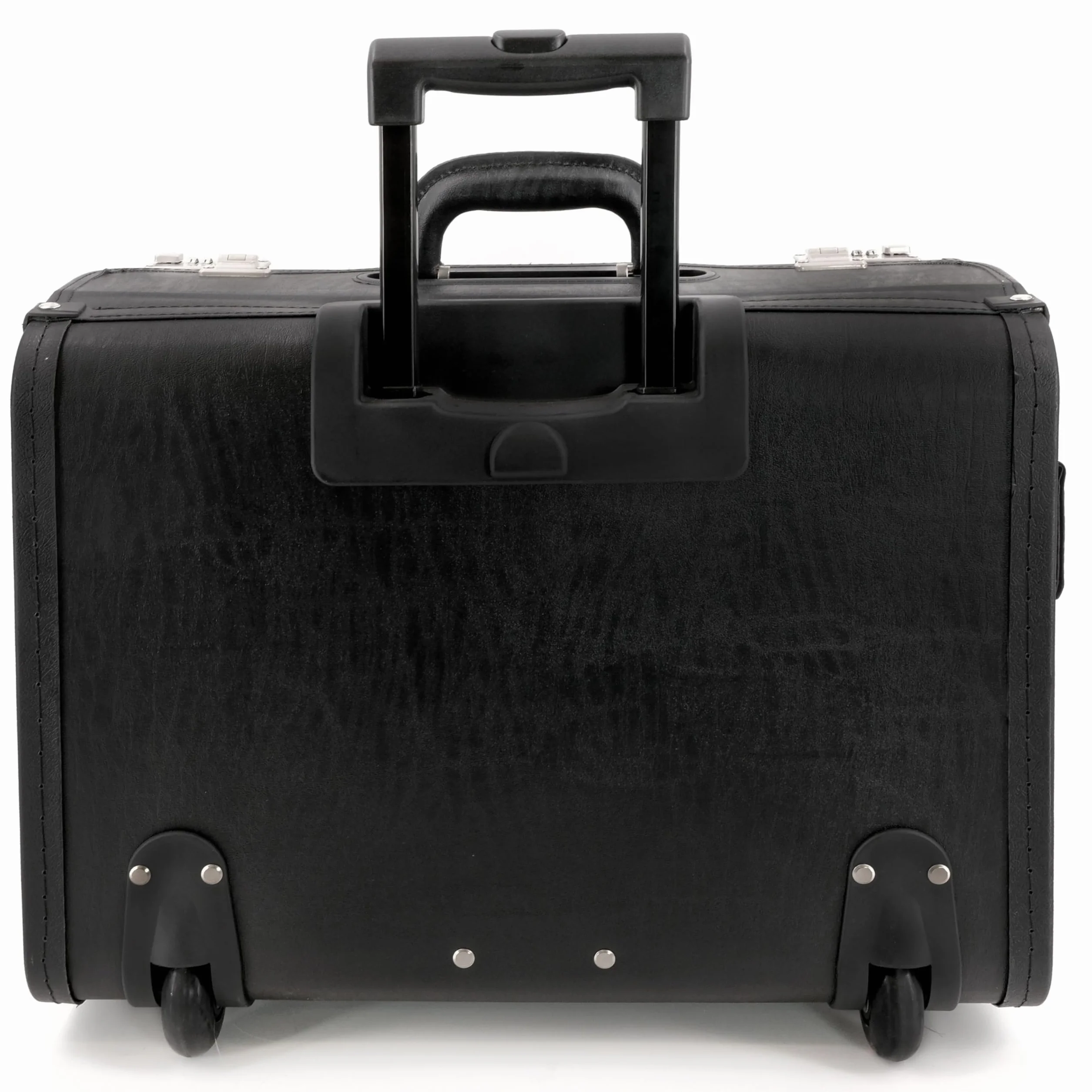 ALASSIO 92705 Pilotenkoffer Silvana, Businesskoffer aus echtem Leder, Geschäftskoffer mit arretierbarem Teleskoptrolleysystem, Laptopkoffer abschließbar, Lederkoffer ca. 41 x 26 x 51 cm, schwarz