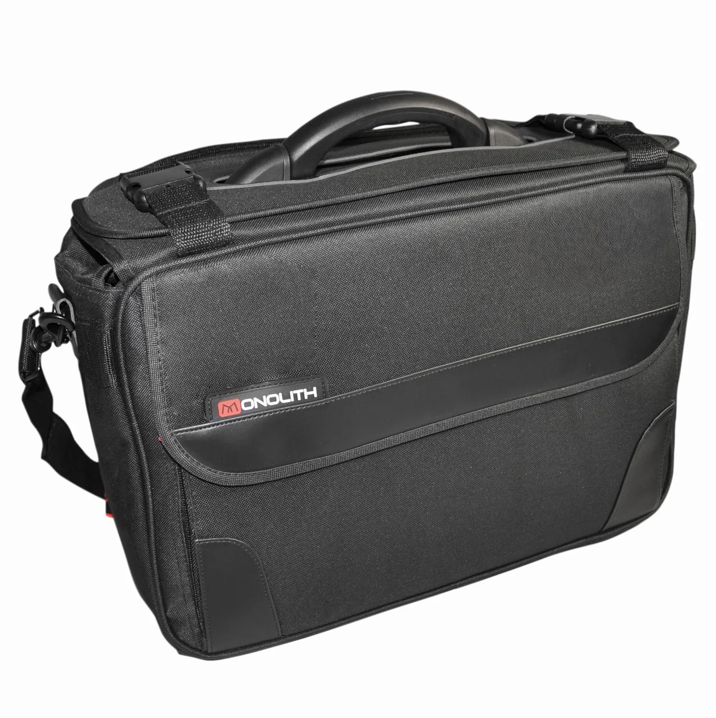 monolith 2000002168 - Pilotenkoffer Soft aus Nylon, Aktenkoffer 21 Liter, 15,6 Zoll Laptopfach, schwarz