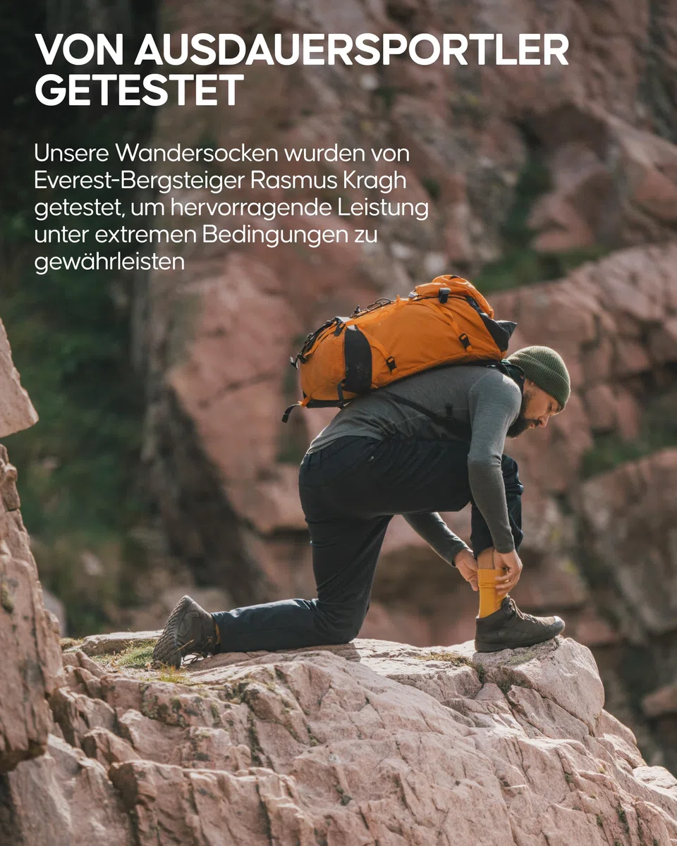 DANISH ENDURANCE Leichte Merinowolle Wandersocken, Arbeitssocken, Merino Socken, Funktionssocken, Atmungsaktiv, Gepolstert, Herren & Damen, 3 & 5 Paar