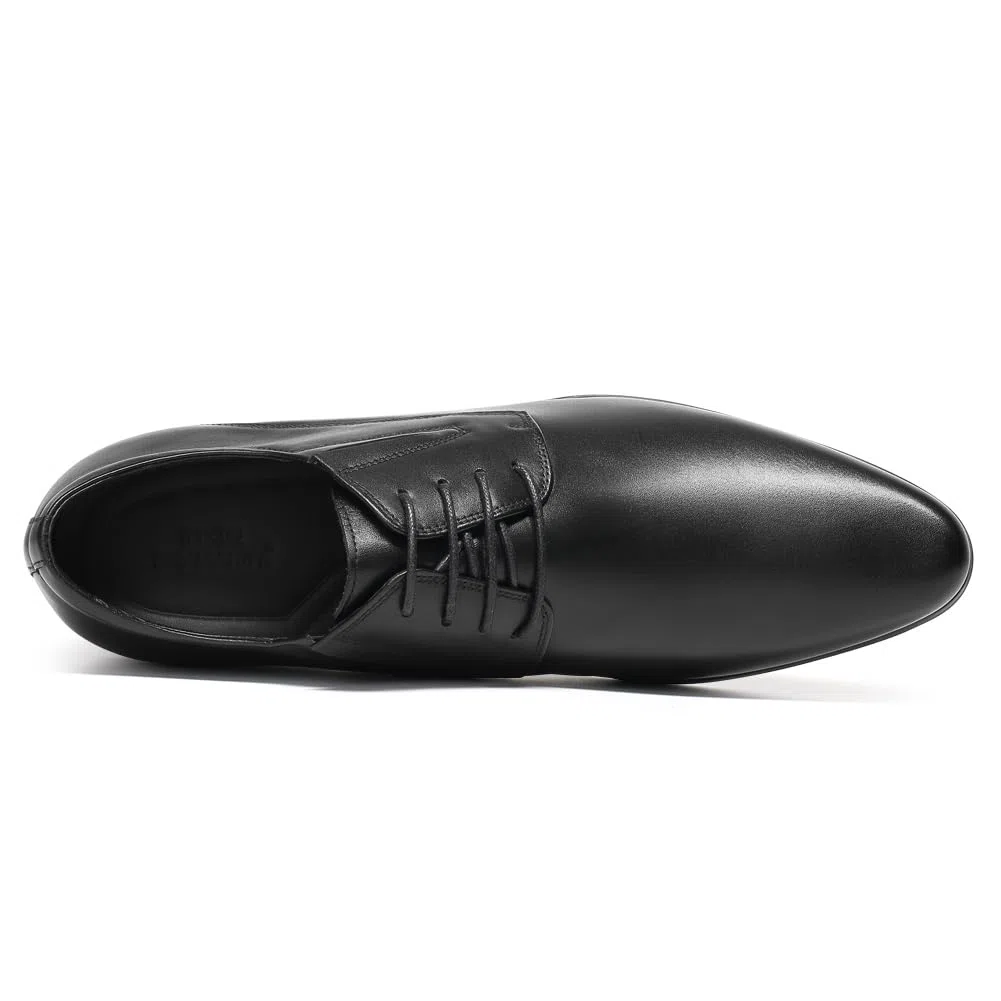 CHAMARIPA Herren Derby-Geschäftsschuhe mit 8 cm unsichtbarer Innenerhöhung | Obermaterial aus Vollnarbenleder, integrierte Erhöhungssohle, ideal für Büro, Hochzeit und Alltag