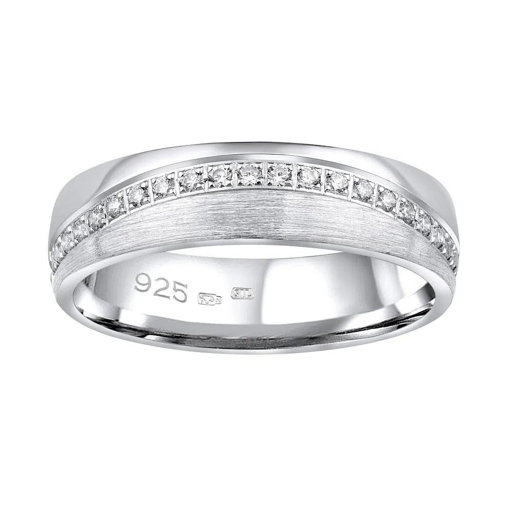 SILVEGO Damen Ehering Silber 925 mit Zirkonia GLAMIS