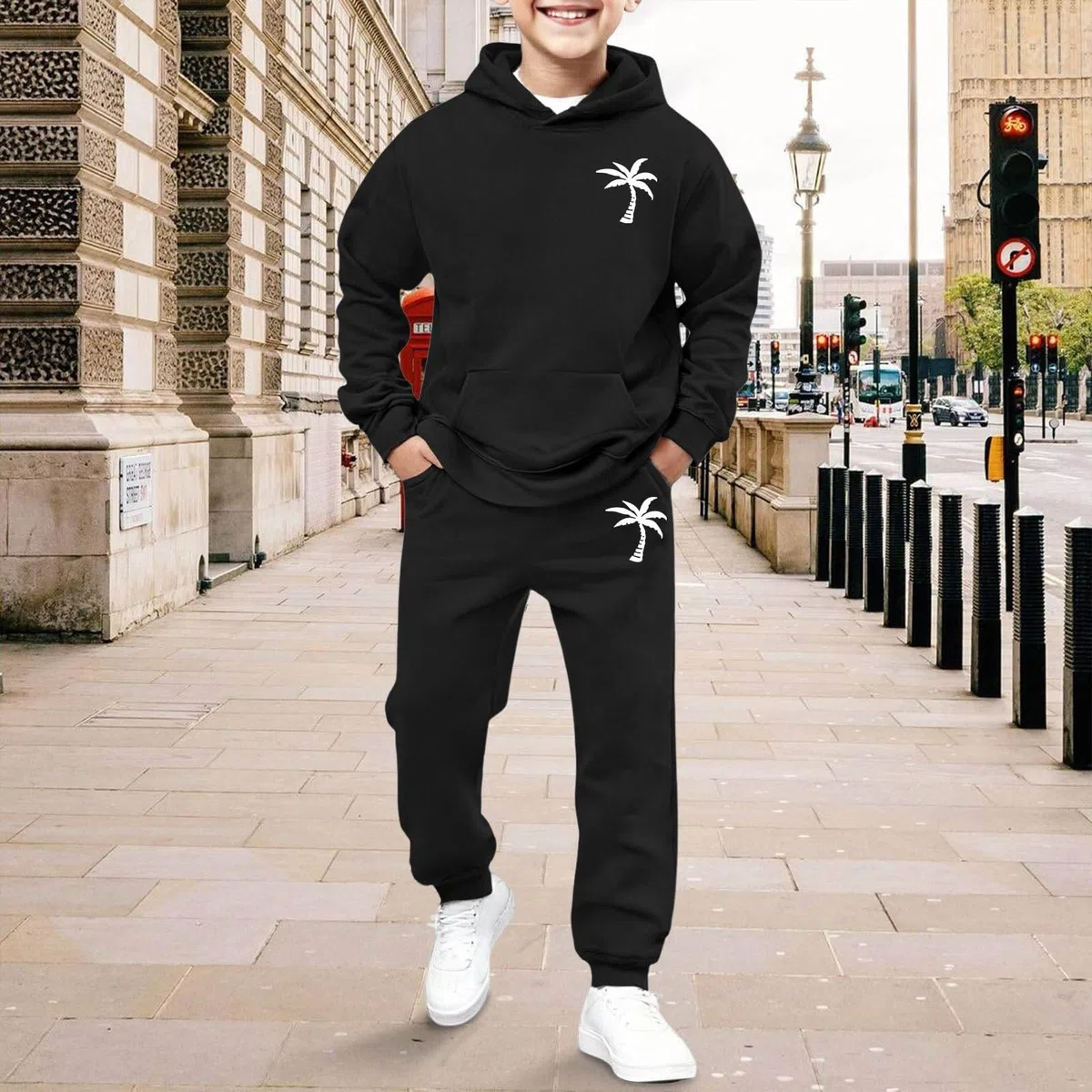 Jogginganzug Mädchen Jungen Bekleidungssets Winter Hoodie Warm Kuschelig Kleidung Zweiteilig Outfits für Kinder Trainingsanzug Freizeitanzug Bequemes Y2K Hip Hop Baggy Kinder Sportsachen Jungen