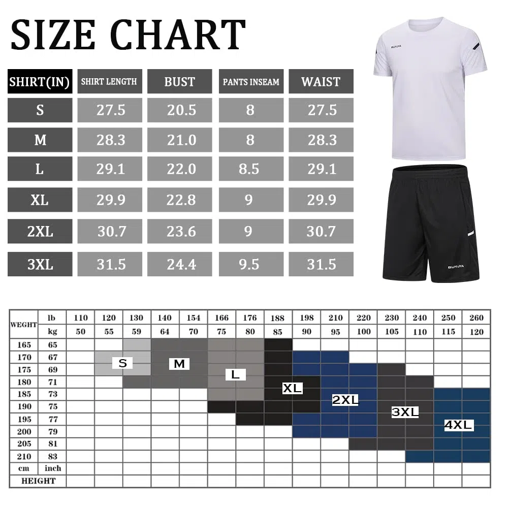 BUYJYA Herren-Trainingskleidung, athletische Shorts und Shirt-Set, 3er-Pack, für Basketball, Fußball, Training, Laufen, Fitnessstudio