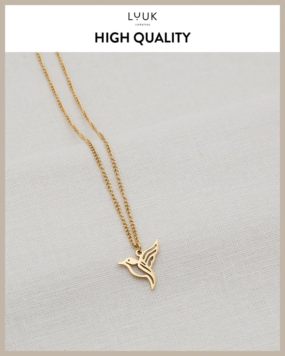 LUUK LIFESTYLE Filigrane Halskette mit Anhänger aus wasserfestem Edelstahl, Geschenk für Frauen, modernes Schmuck Design
