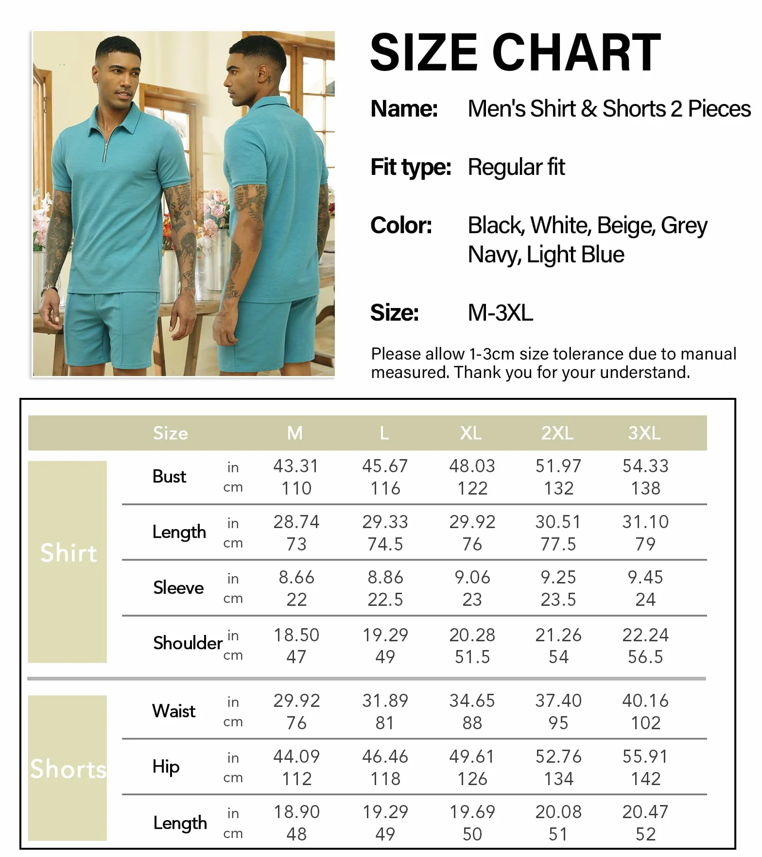 CTU Herren-Trainingsanzug, Poloshirt und Shorts, 2-teilig, Sommer-Outfits, Sportbekleidung, Sweatsuits