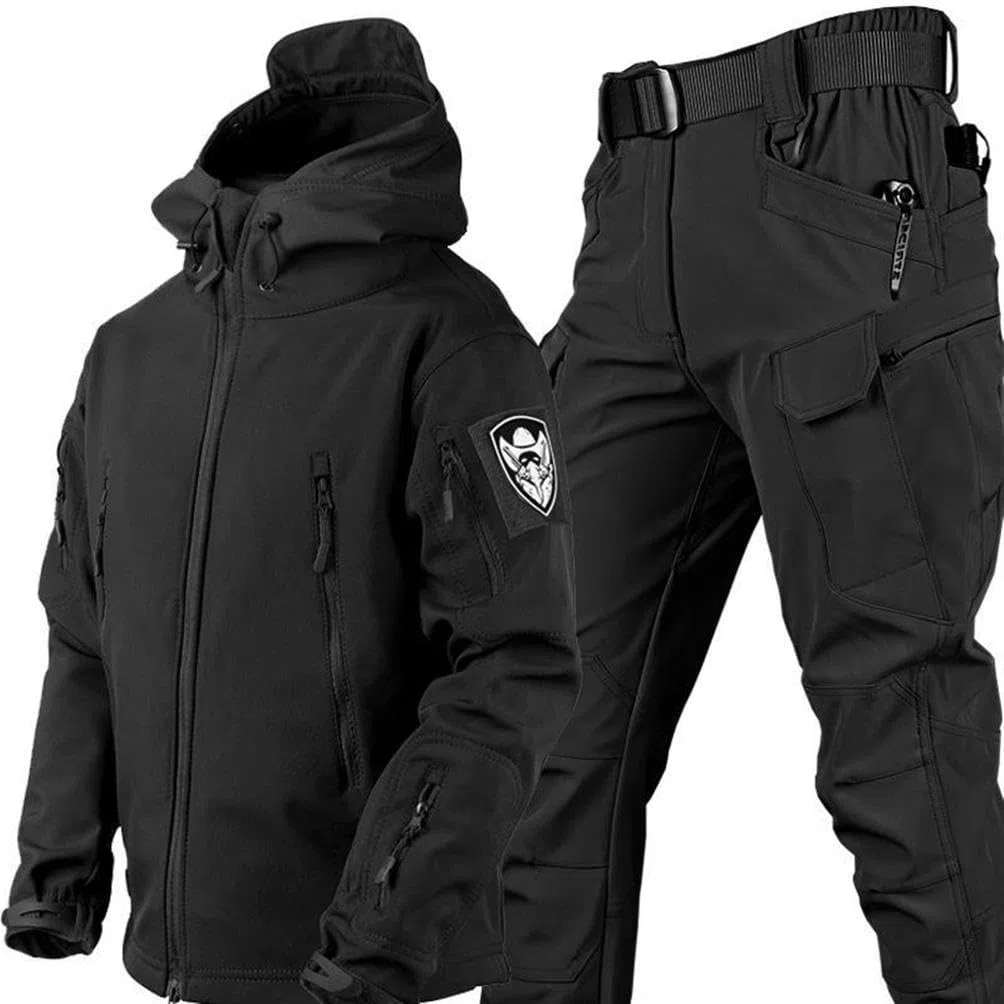 Outdoor Skianzug FüR Herren, 2 Teiliger Snowboard Schneeanzug, MilitäRbekleidung Kampfanzug, Modisches, Wasserdichtes Winter-Set Aus Warmer Skijacke Und Schneehose