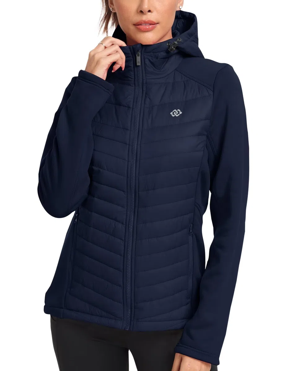 MoFiz Damen Fleecejacke Sportjacke Wanderjacke Outdoorjacke Running Winter Atmungsaktiv Jacke Hybridjacke Freizeitjacke