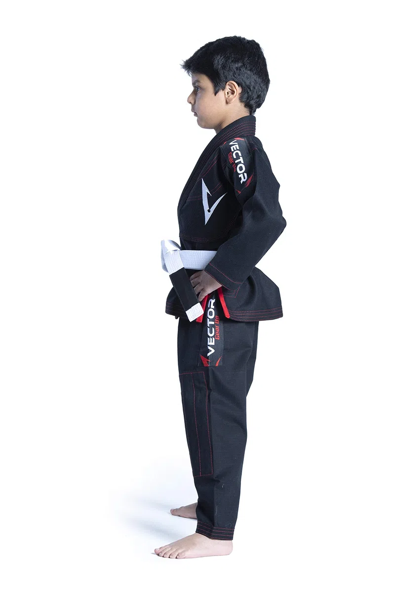 Kids Brazilian Jiu Jitsu (BJJ) Gi mit gratis weißem Gürtel, 100% Baumwolle, Pearl-Weave-gewebter Kimono, Ultra leicht, vorgeschrumpft