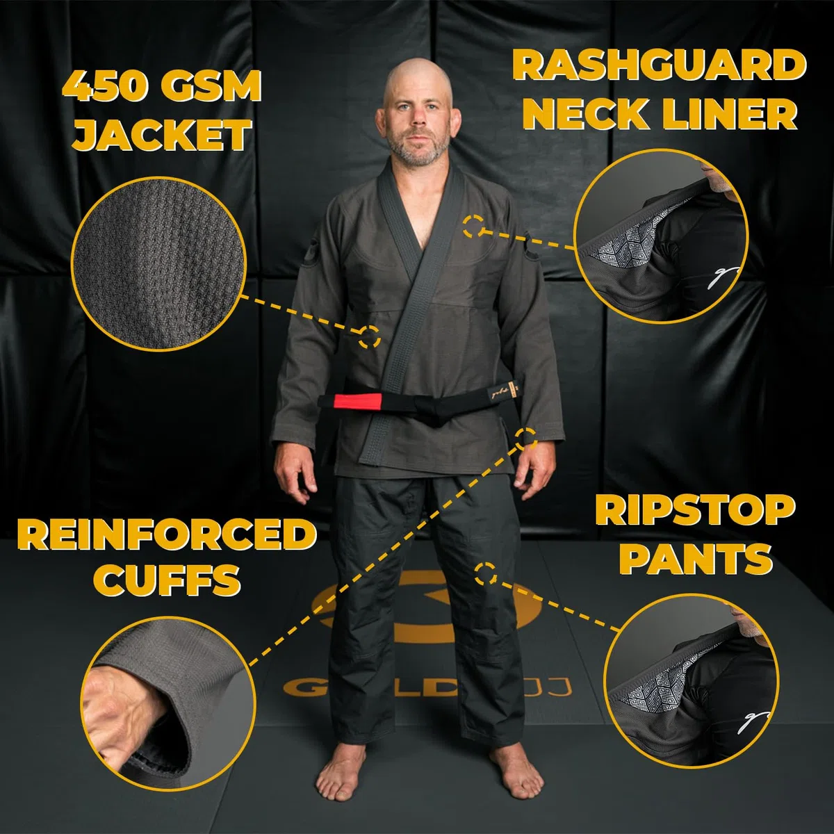 Gold BJJ Foundation Gi - Pearl Weave Jiu Jitsu Gi für Damen und Herren - IBJJF Competition Legal BJJ Gi