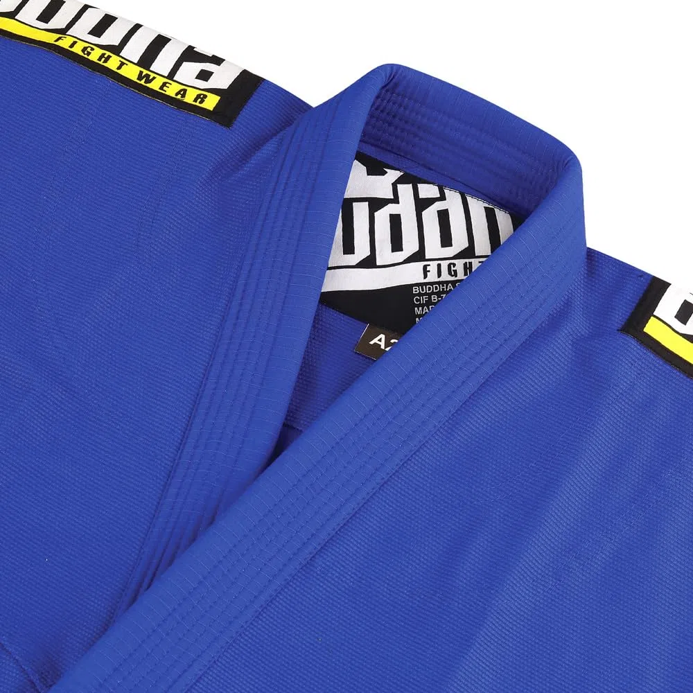 Buddha Fight Wear -Kimono Premium Infinity schwarz Jiu Jitsu Brasilianer / BJJ Gi mit weißem Gürtel, Unisex Erwachsene