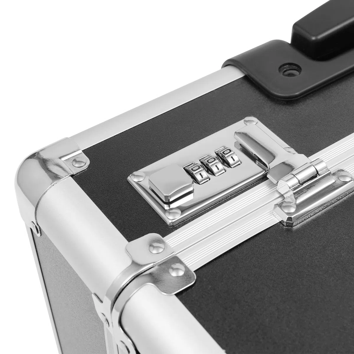Pilotenkoffer mit Rollen, Rollbarer Aktenkoffer aus Aluminiumlegierung, Laptop Rollkoffer mit Teleskopstang, Abschließbarer Business Trolley, 48.5x23x39 cm (Schwarz)