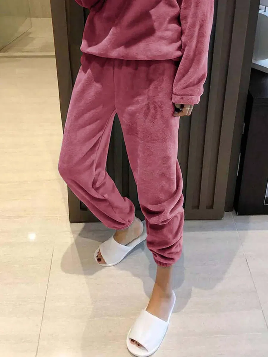 KOTTY Winter-Trainingsanzug-Set für Damen, Sweatjacke und Sporthose mit Kordelzug, für Fitnessstudio, Reisen, Wolkenrosa, Größe 36