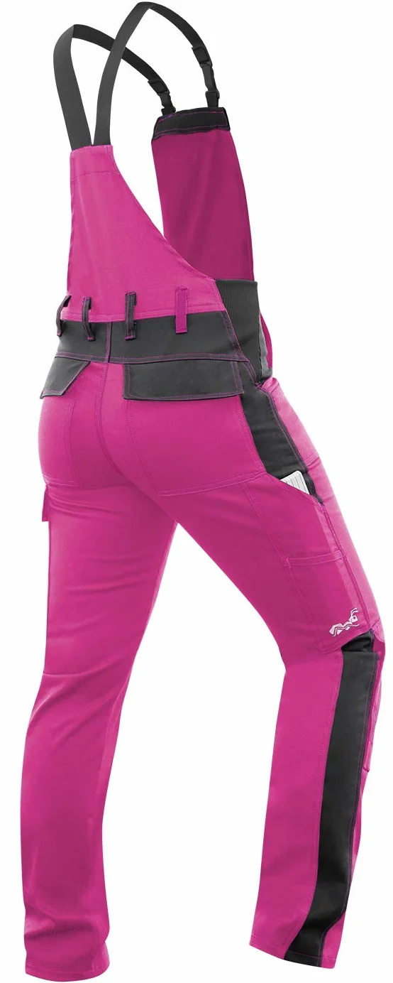 strongAnt Latzhose Damen stretch Arbeitshose für Frauen mit Kniepolstertaschen Baumwolle Cargo Hose Schwarz Grau Pink