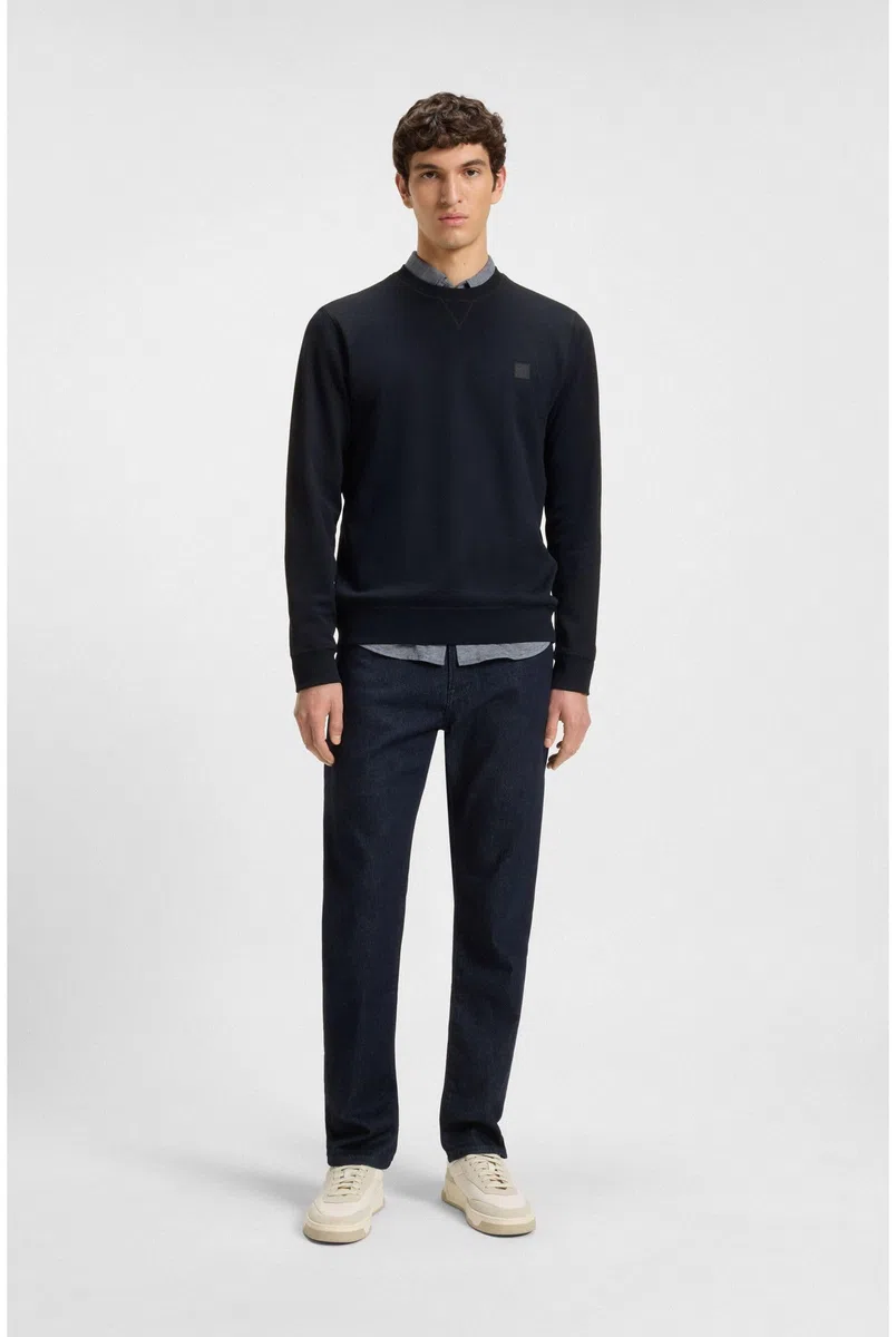 BOSS Herren Westart Regular-Fit Sweatshirt aus Baumwoll-Terry mit Logo-Aufnäher