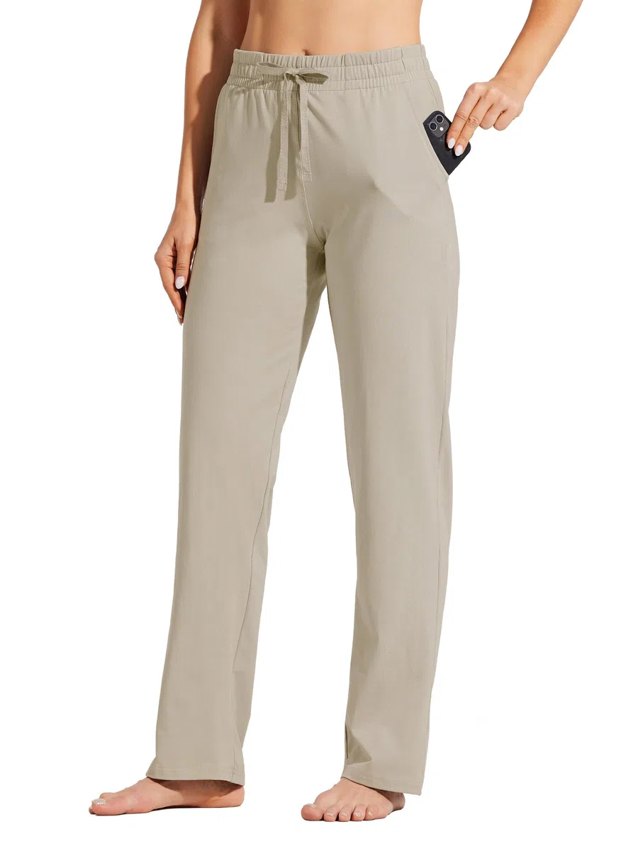 WILLIT Jogginghose Damen Baumwolle Trainingshose Lang Freizeithose Sporthose Yogahose gerades Bein Sport Lounge Sweatpants Kordelzug mit Taschen