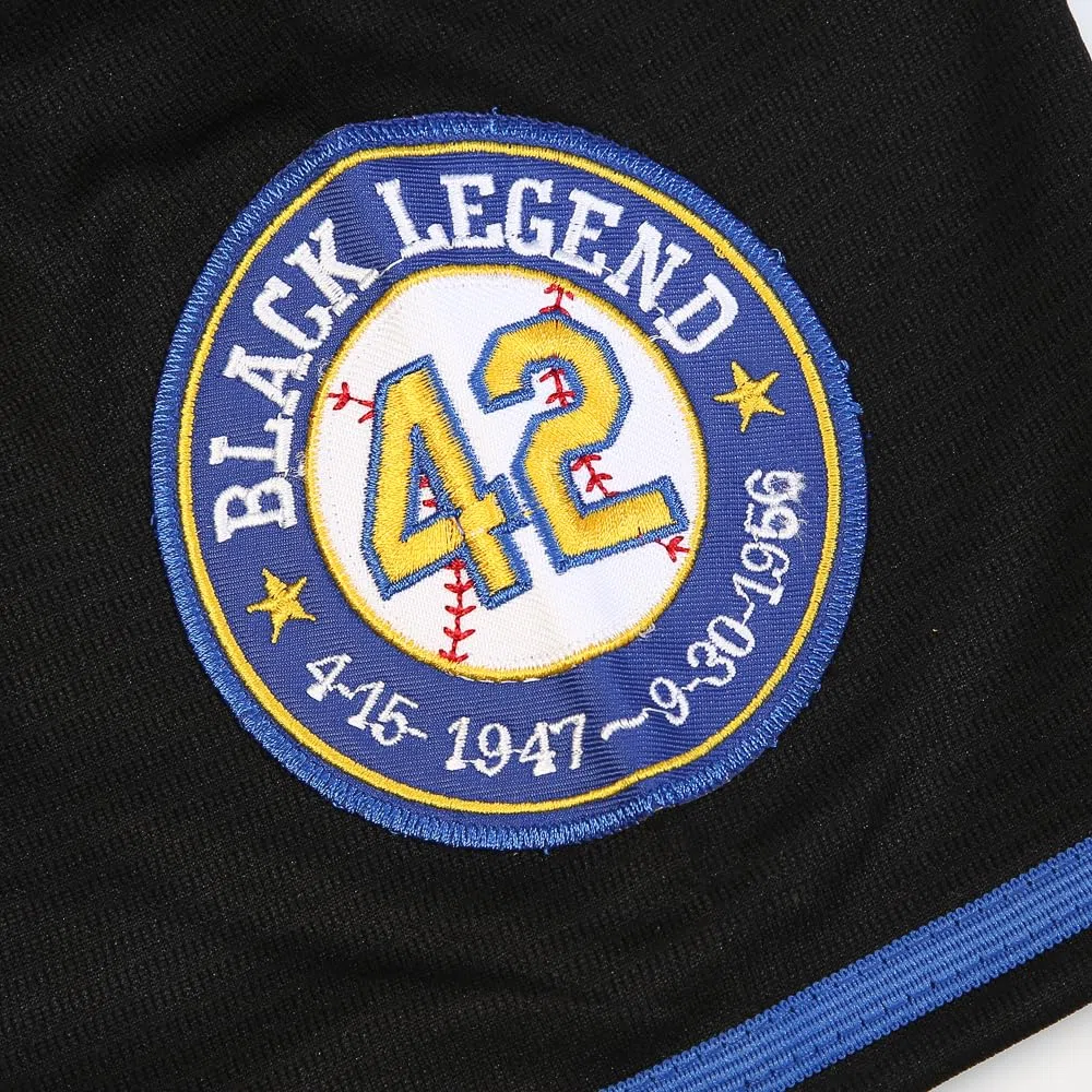 Herren Baseballtrikot, Schwarz, Legend, Nummer 42, Vintage-Stil, Bestickt, Retro-Lichtout-Trikot