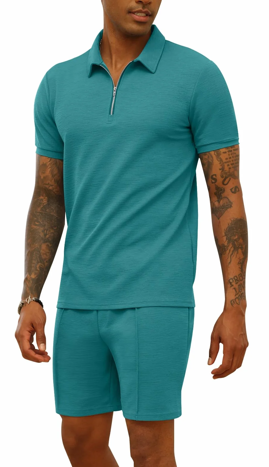 CTU Herren-Trainingsanzug, Poloshirt und Shorts, 2-teilig, Sommer-Outfits, Sportbekleidung, Sweatsuits