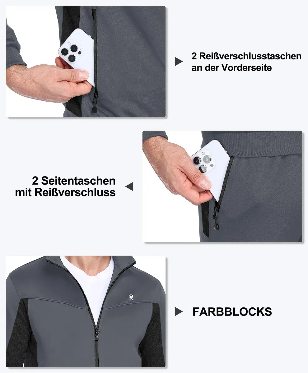 Little Donkey Andy Herren Trainingsanzug Jogginganzug Set Lässig Leichter Sportanzug mit Vollverschluss Jacke & Hose für zu Hause, Freizeit und Gym