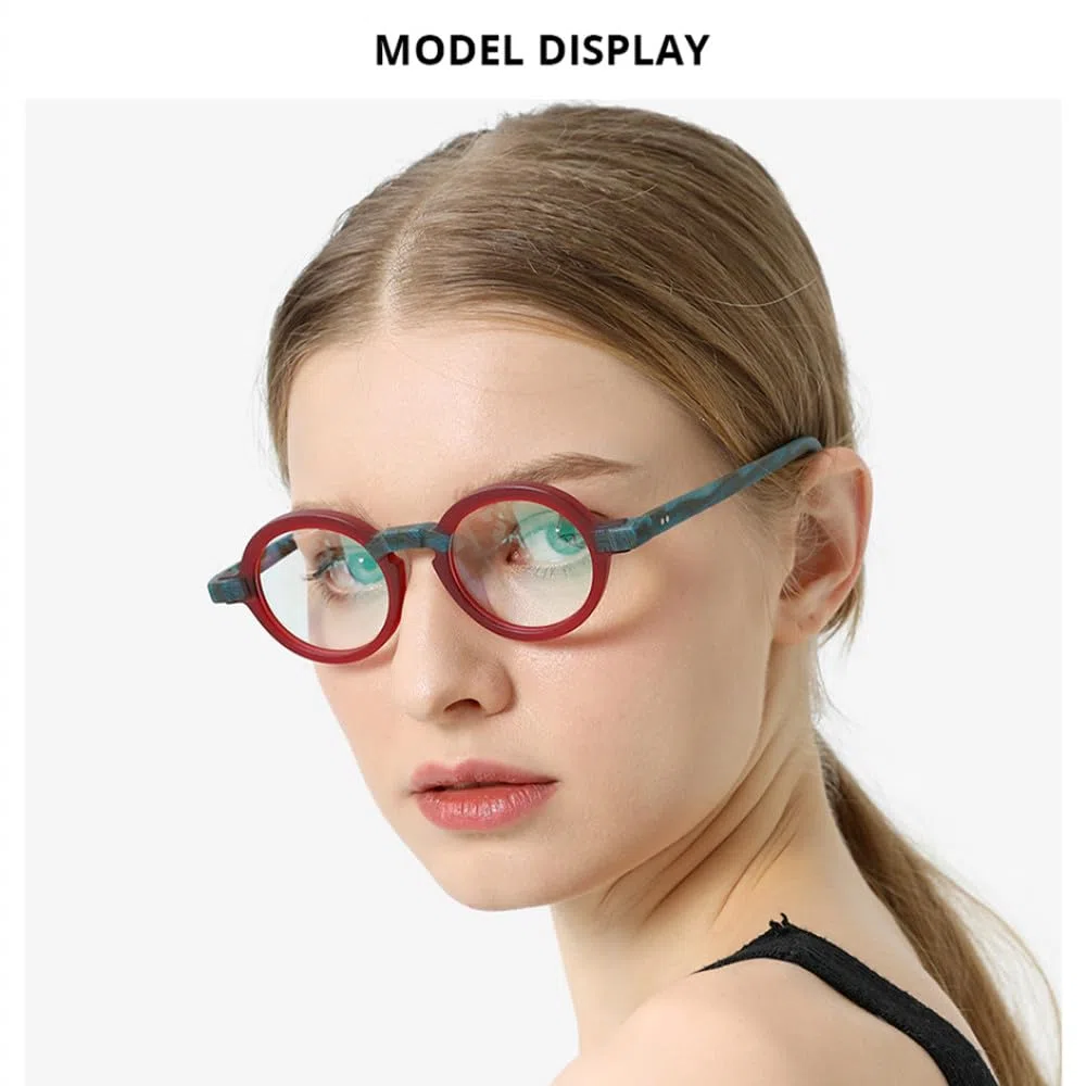 MUTYNE Mehrfarbige Acetat-Brillengestelle für Herren, matt, Retro, runde Brillen, Damenbrillen