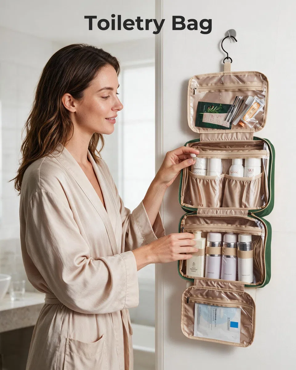 BAGSMART Kulturbeutel zum Aufhängen, Reise-Make-up-Organizer mit TSA-zugelassener transparenter Kosmetiktasche, Make-up-Tasche für Toilettenartikel in voller Größe