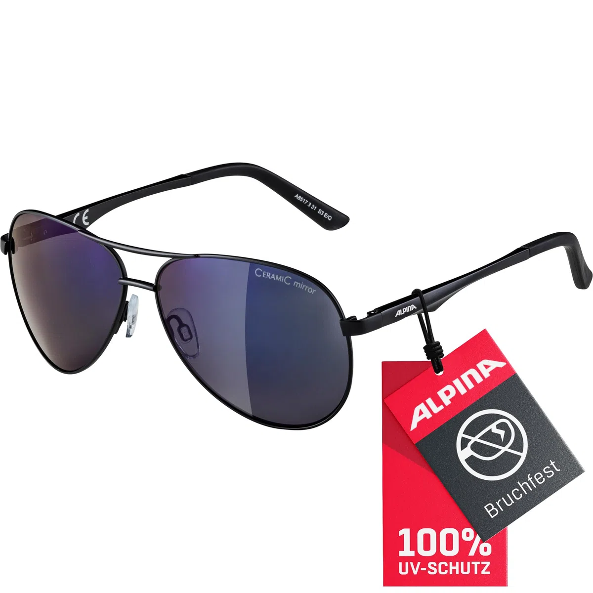 ALPINA A 107 - Verspiegelte und Bruchsichere Sonnenbrille Mit 100% UV-Schutz Für Erwachsene