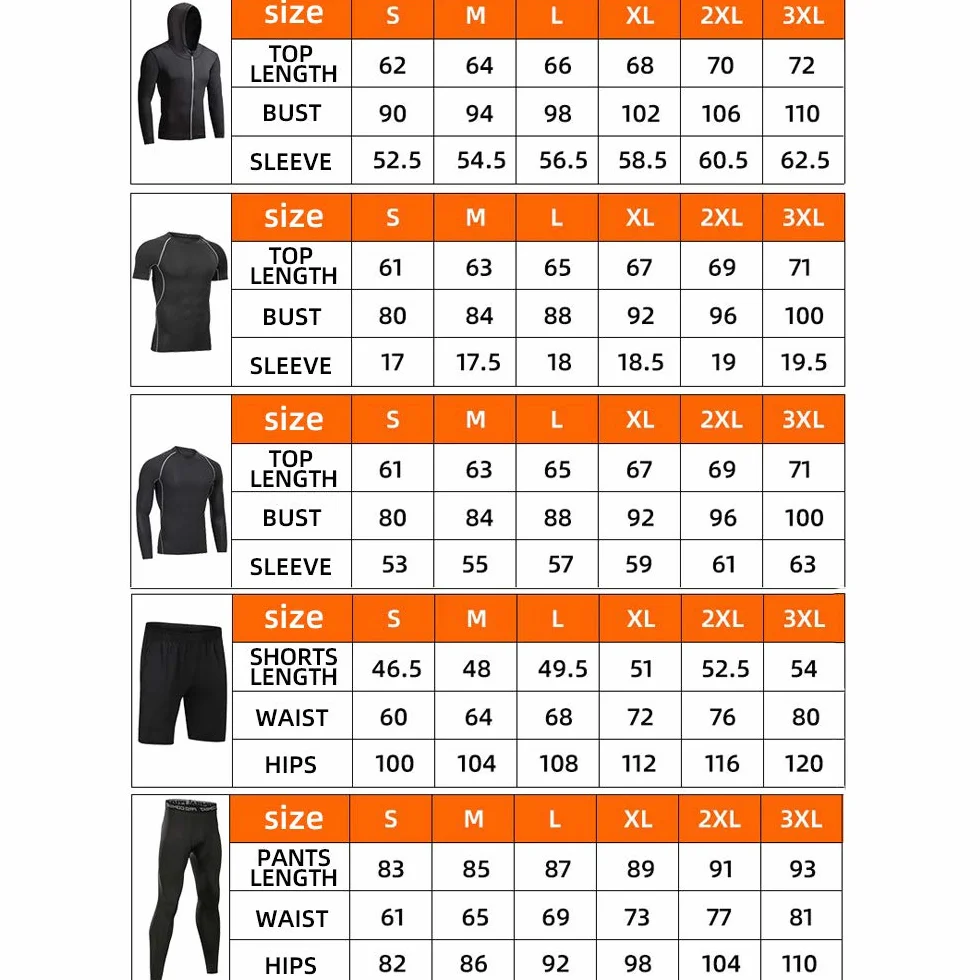 Herren Kompressionsshirt Sportbekleidung 5 Stück Schnelltrocknend Atmungsaktiv Fitness Trainingsanzüge Anzug für Running Gym Fitness