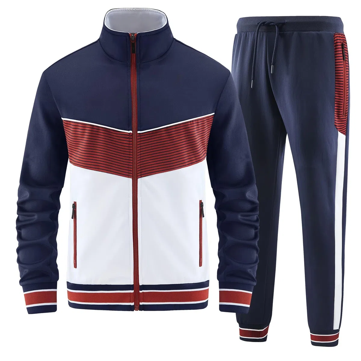 ANOTWENER Herren Trainingsanzüge Sets lässig lange Ärmel voller Reißverschluss Jacke und Jogginghose Jogginganzug Sport Outfits
