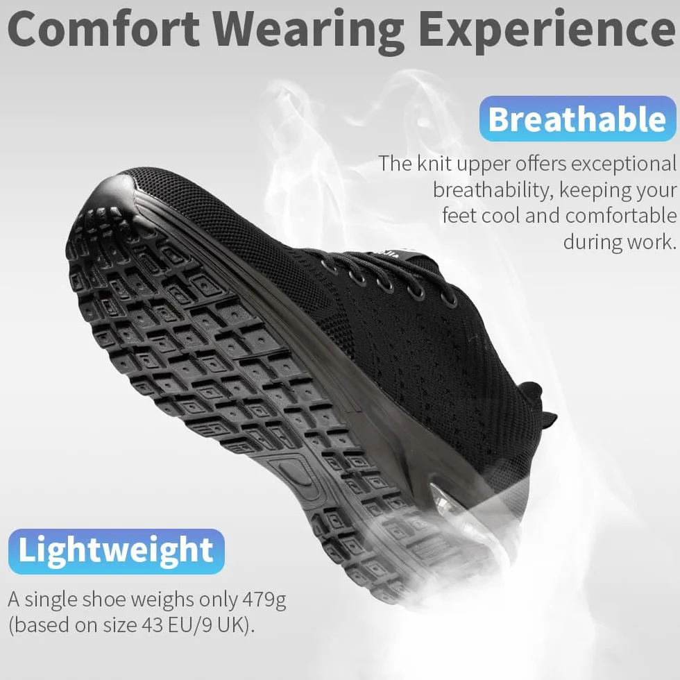 Nasogetch Sicherheitsschuhe Damen Herren Stahlkappenschuhe Arbeitsschuhe Sportlich Atmungsaktiv