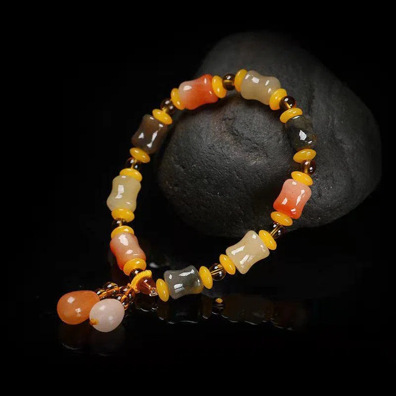 MOCHAMIK Echte natürliche Farbe Seide Jade Armband Frauen Jade Stein Perlen elastisch BEchte natürliche Farbe Seide Jade Armband Frauen Jade Stein Perlen elastische Armbänder Jade Schmuck Armband