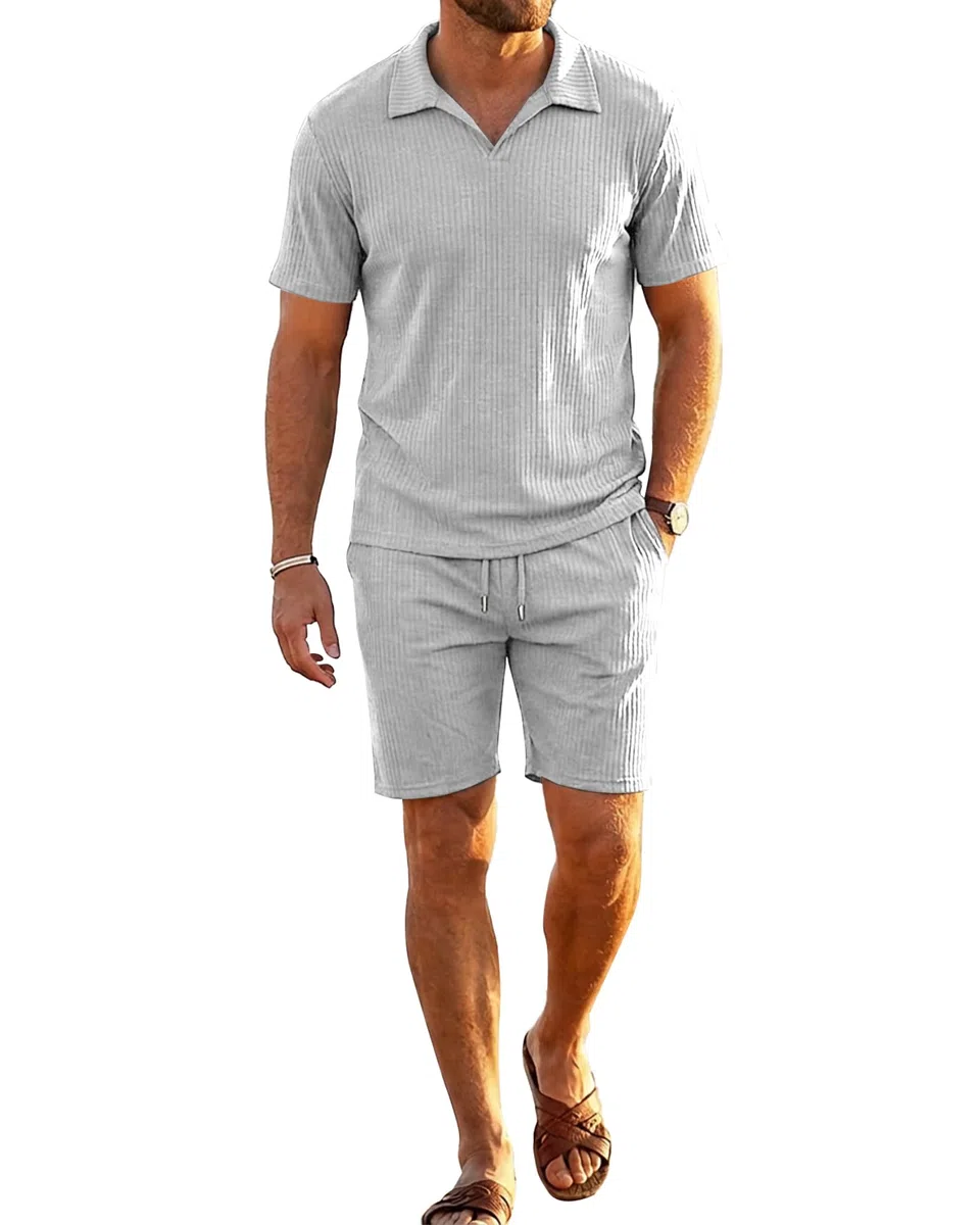 YAOHUOLE Sommer Outfit Herren 2 Teiler Hemd Und Hose Set Herren Sommer Outfit