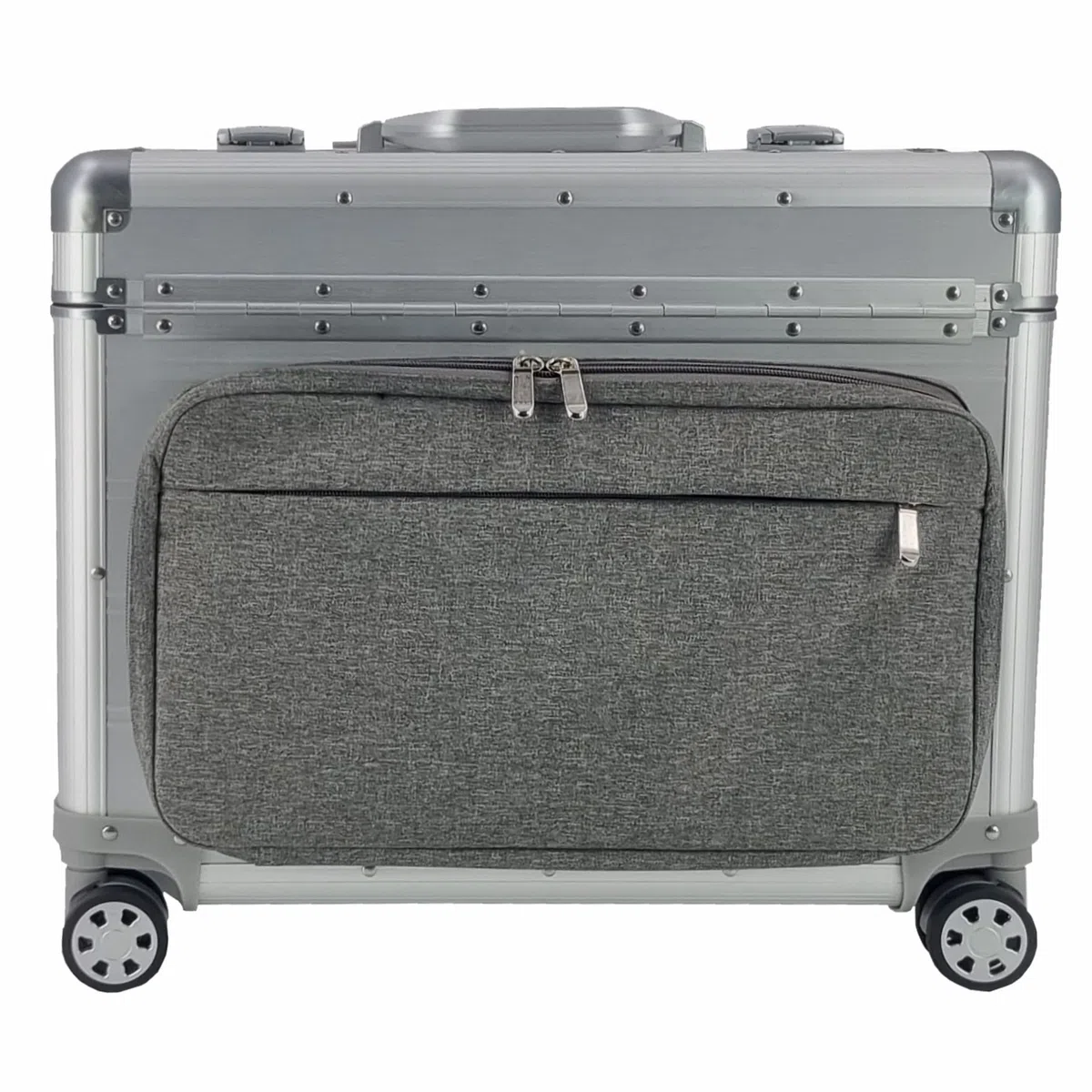 SONOVO Pilotenkoffer mit Vortasche mit Rollen mit Trolley Aluminium in Silber 45178 | Alukoffer, Aktenkoffer, Businesskoffer | Für den täglichen Geschäftseinsatz und für Kundentermine
