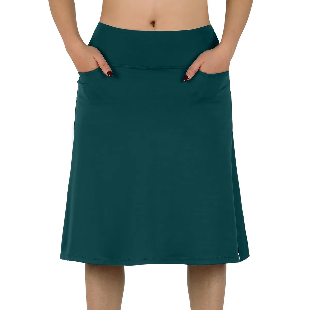 Knielange Skorts für Damen mit Taschen, Midirock mit integrierten Shorts, Golf, Tennisrock für Freizeit