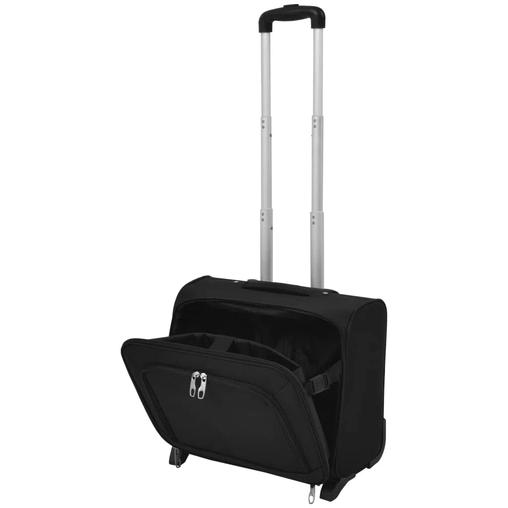 vidaXL Pilottrolley mit 2 Rädern Pilotenkoffer Reisekoffer Businesskoffer Trolley Aktenkoffer Business Dokumenten Reise Bord Tasche Koffer Gepäck Schwarz