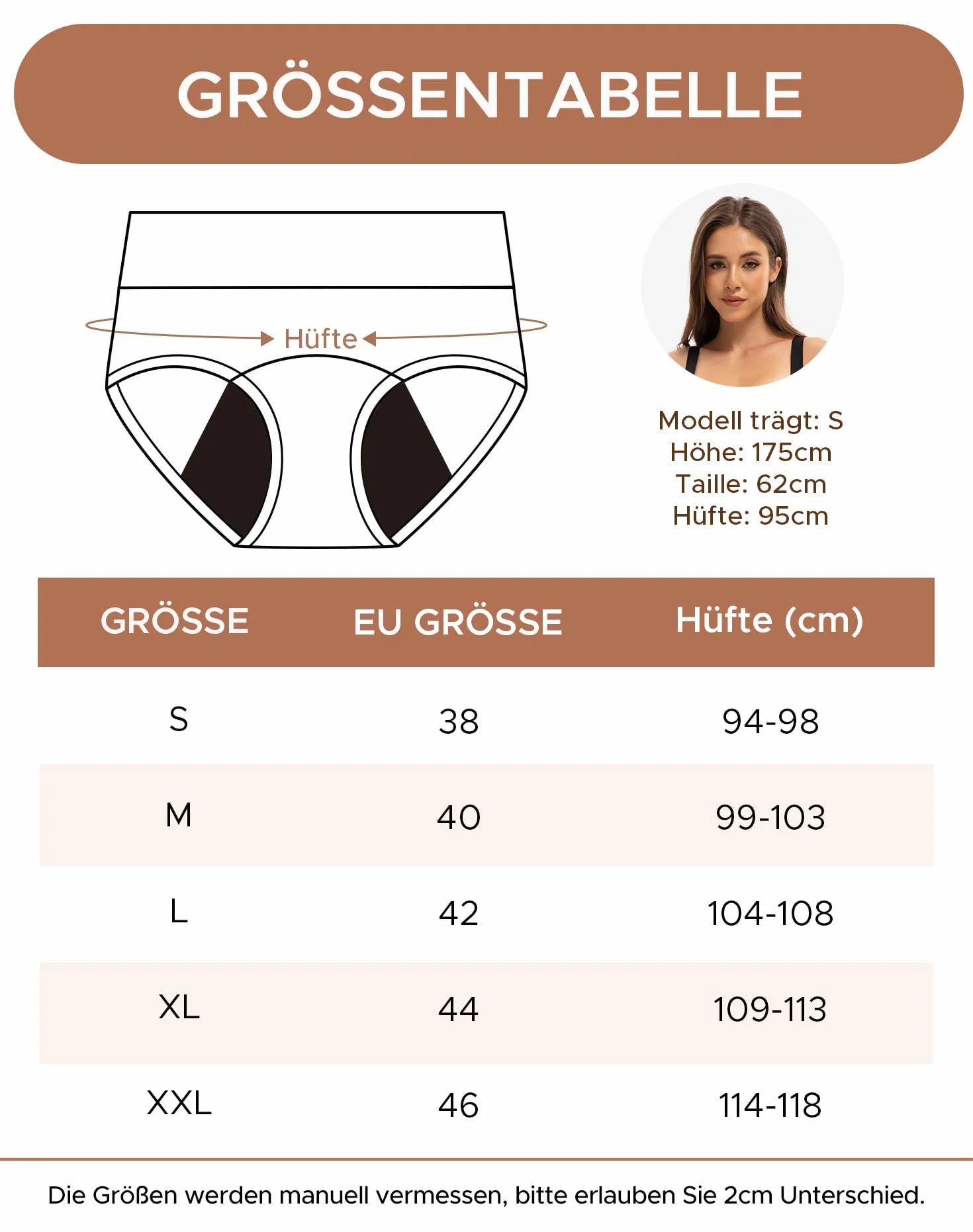 INNERSY Periodenunterschwäsche Starke Blutung High Waist Menstruationsunterwäsche Baumwolle 3er Pack
