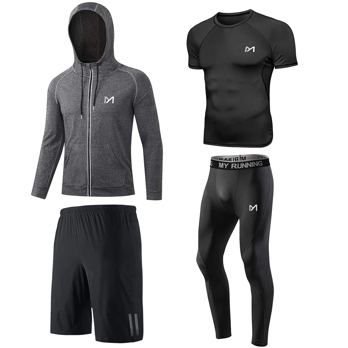 MEETYOO Kompressionsshirt Herren, Leggings Sport Laufhose Funktionsshirt Männer Kompressionshose Funktionswäsche für Running Gym Fitness