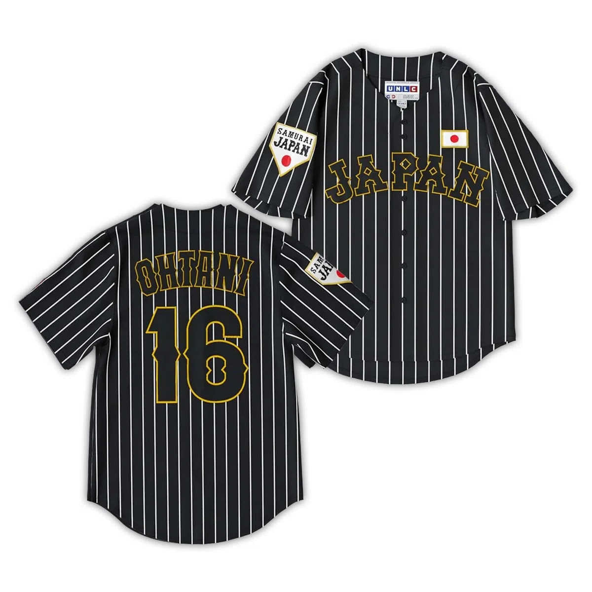 Herren Ohtani 16# Japan Baseball-Trikot, Schwarz und Weiß
